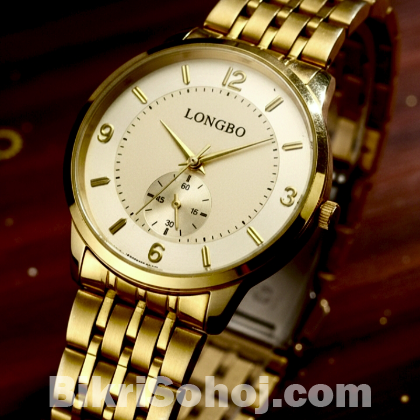Longbo Men's Gold Tone Analog Watch— Sub-dial